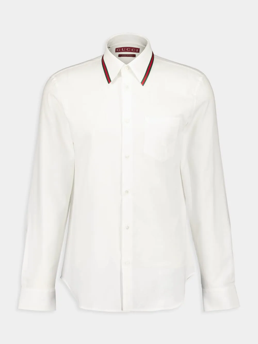 White Oxford Shirt with Web Collar sold by Fashion Clinic