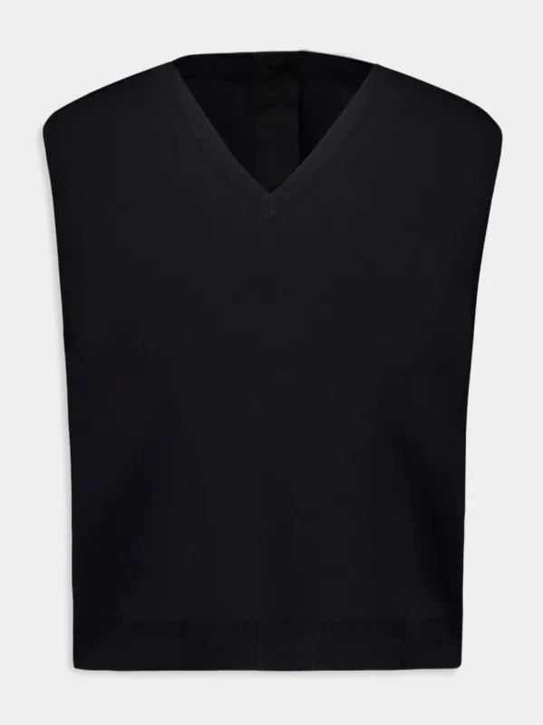 Black Sleeveless V-Neck Gilet sold by Fashion Clinic