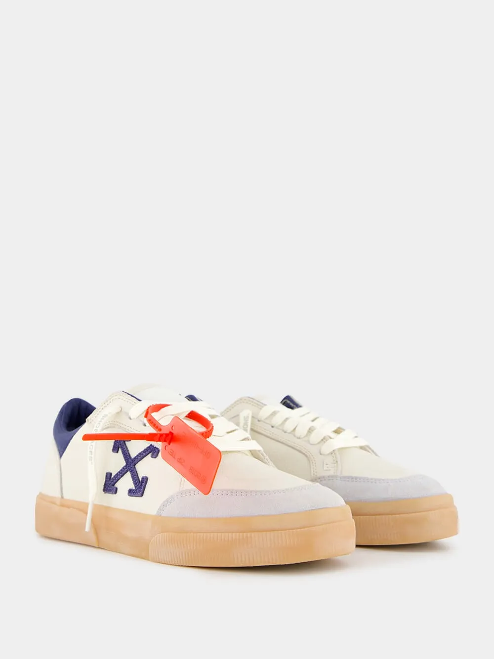 Beige and Blue Vulcanized Low-Top Sneakers sold by Fashion Clinic product image thumbnail 3