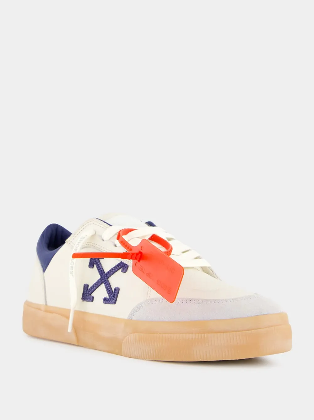 Beige and Blue Vulcanized Low-Top Sneakers sold by Fashion Clinic product image thumbnail 2