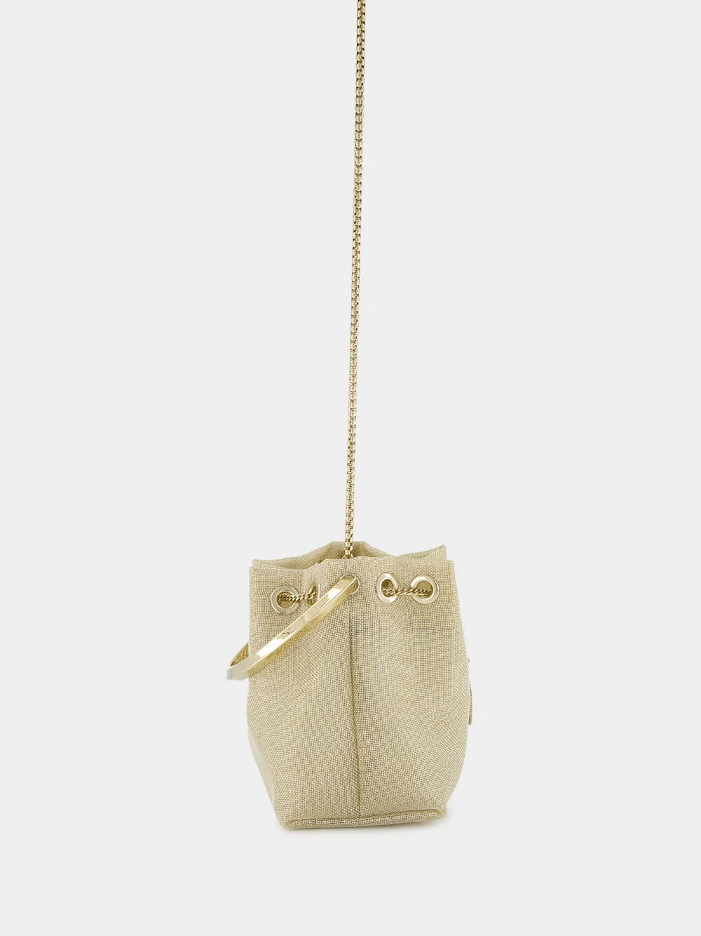 Champagne Bon Bon Light Gold Metallic Mesh Bucket Bag sold by Fashion Clinic product image thumbnail 5