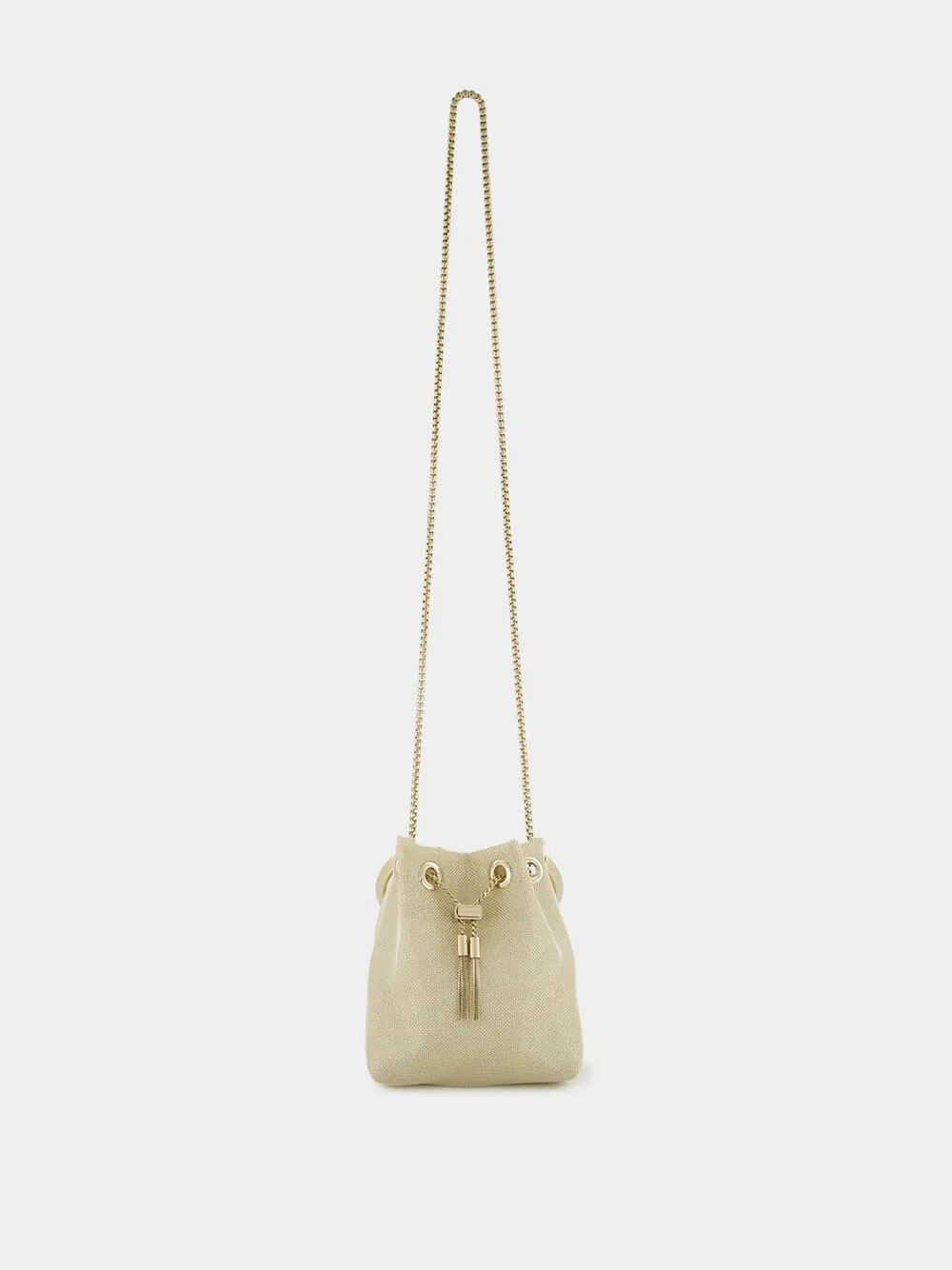 Champagne Bon Bon Light Gold Metallic Mesh Bucket Bag sold by Fashion Clinic product image thumbnail 3