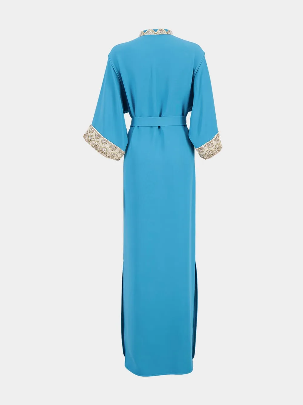 Celestial Blue Embroidered Cady Couture Silk Gown sold by Fashion Clinic product image thumbnail 2