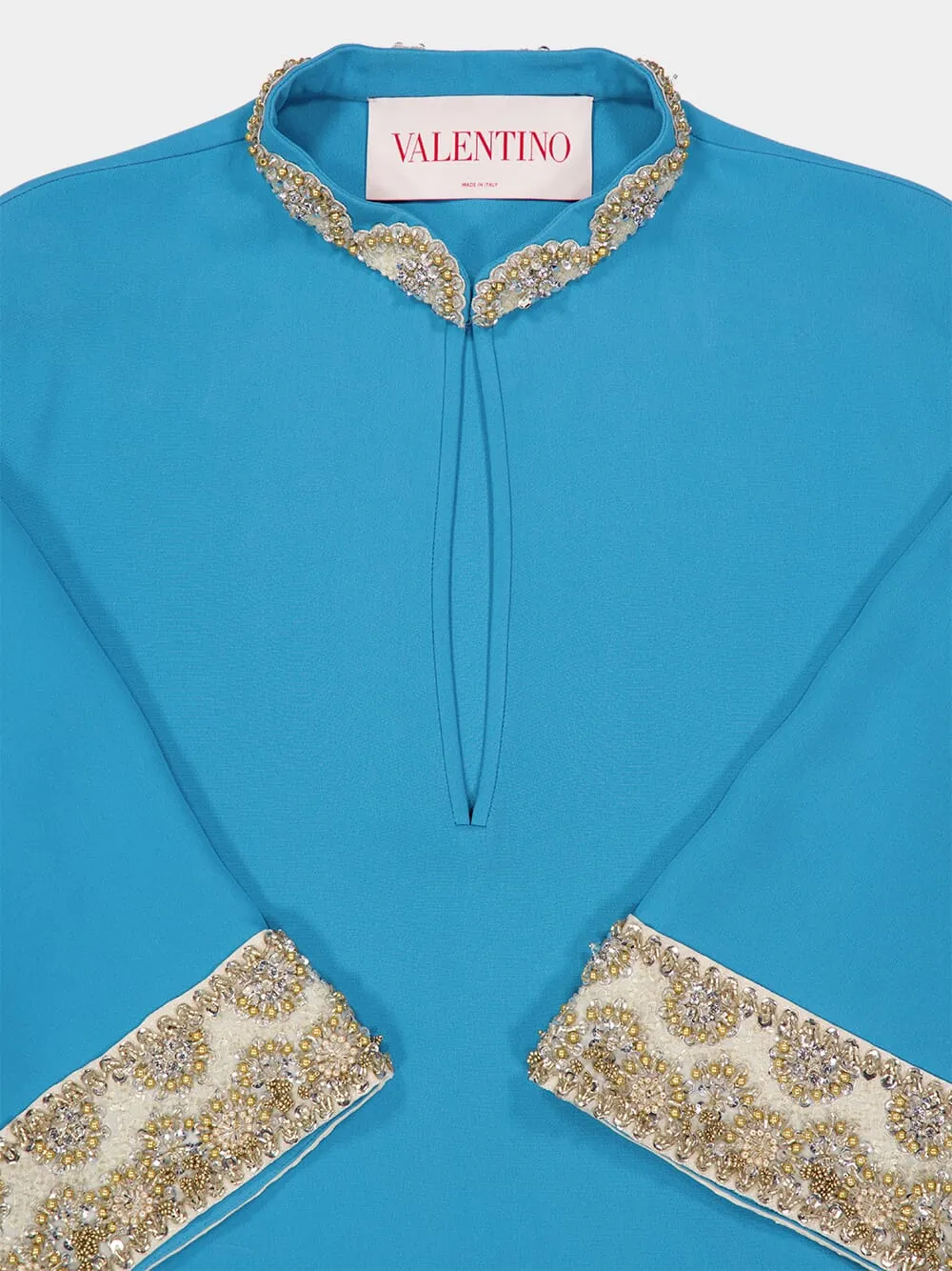 Celestial Blue Embroidered Cady Couture Silk Gown sold by Fashion Clinic product image thumbnail 3