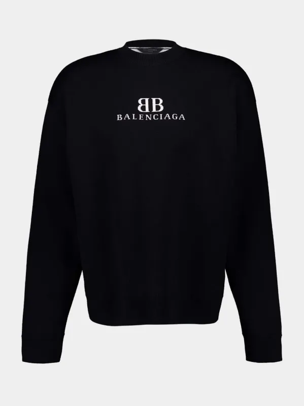 Black Wool Crewneck Sweater sold by Fashion Clinic