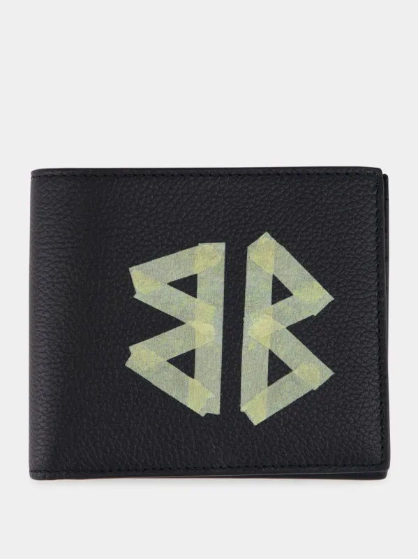 Black Grained Leather Square Wallet sold by Fashion Clinic
