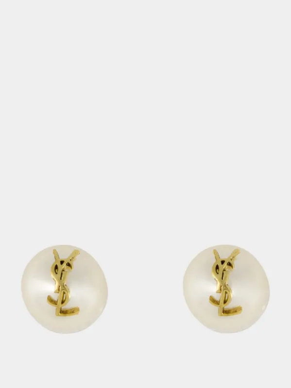 Cassandre Pearl Earrings in Gold and Cream sold by Fashion Clinic