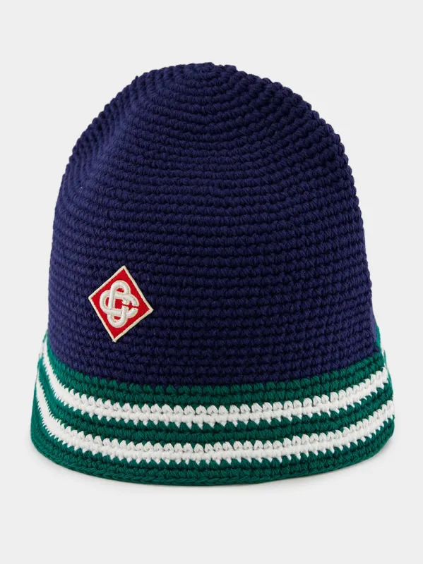 Navy Stripe Crochet Hat sold by Fashion Clinic