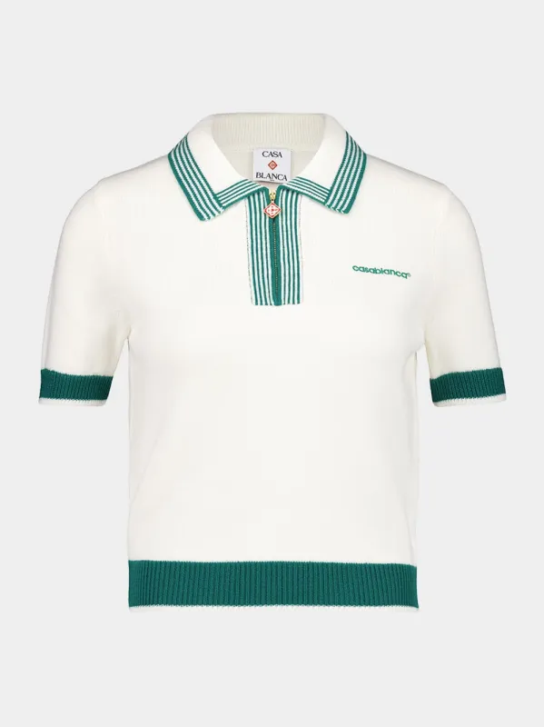 White Knit Tennis Polo Shirt sold by Fashion Clinic