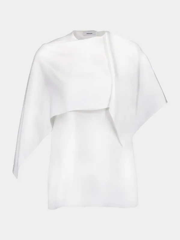 Asymmetric Draped White Top sold by Fashion Clinic