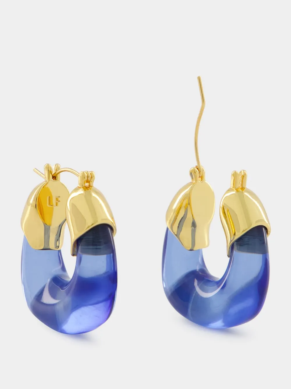 Blue Mini Organic Hoop Earrings sold by Fashion Clinic product image thumbnail 3