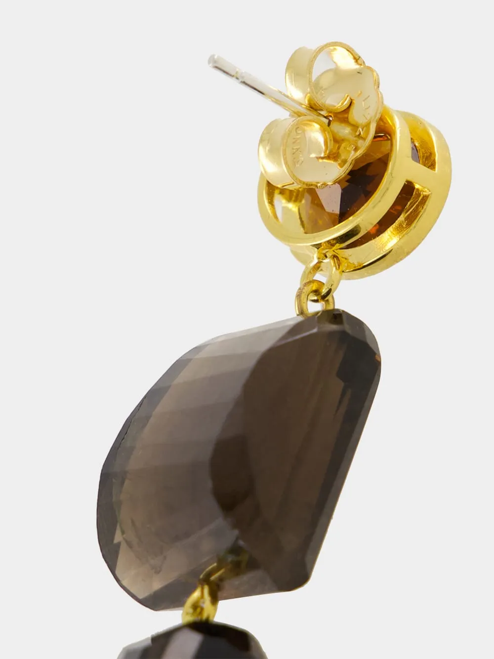 Smokey Quartz and Garnet Drop Earrings sold by Fashion Clinic product image thumbnail 3
