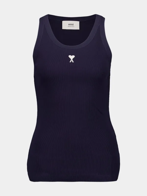 Night Blue Cotton Rib Tank Top sold by Fashion Clinic