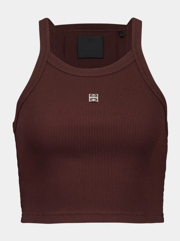 Russet Brown 4G Cropped Cotton Tank Top sold by Fashion Clinic