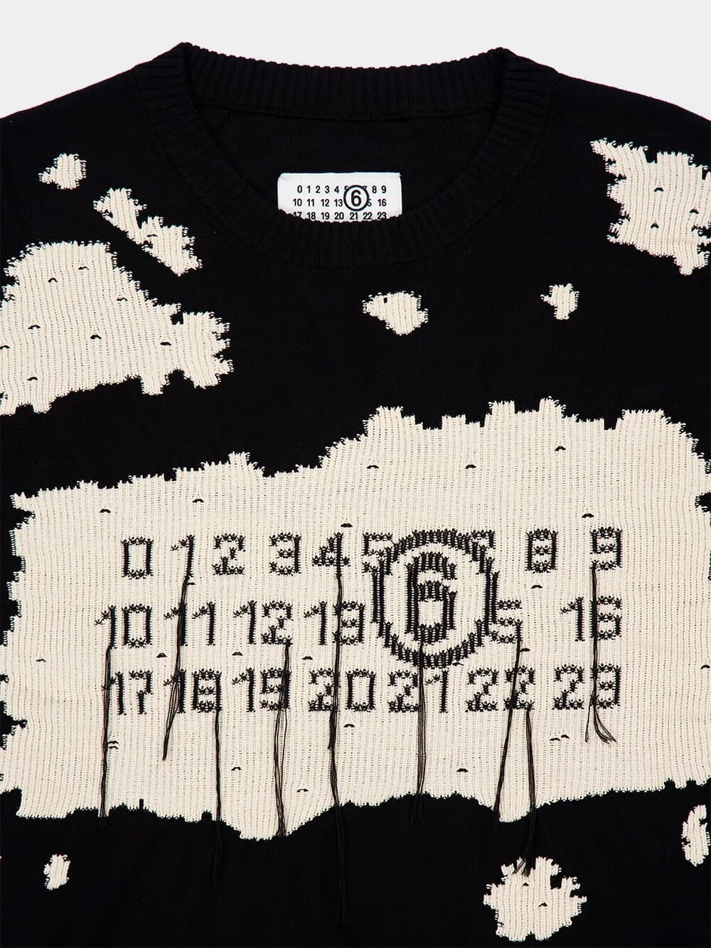 Black Distressed Numbers Crewneck Jumper sold by Fashion Clinic product image thumbnail 3