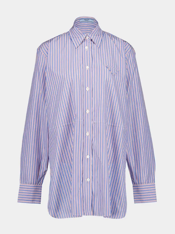 Striped Poplin Shirt in Sapphire Blue sold by Fashion Clinic