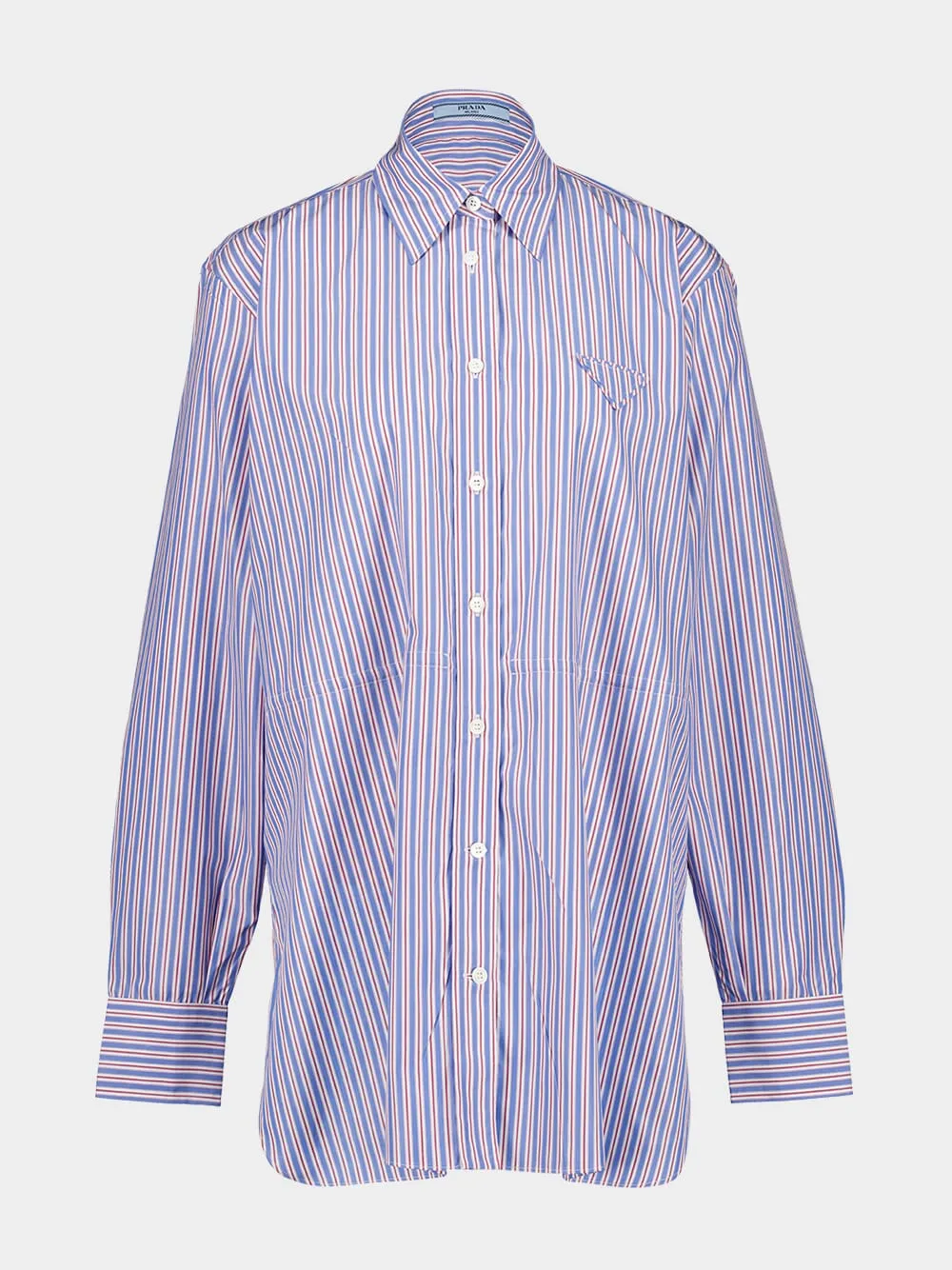 Striped Poplin Shirt in Sapphire Blue sold by Fashion Clinic