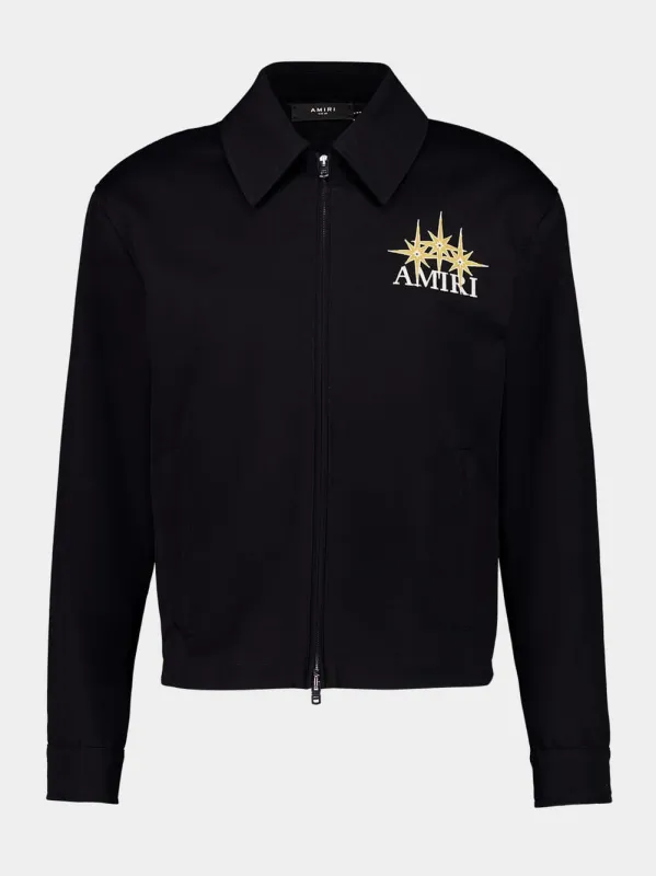 Black Zipped Starburst Cotton Blouson sold by Fashion Clinic