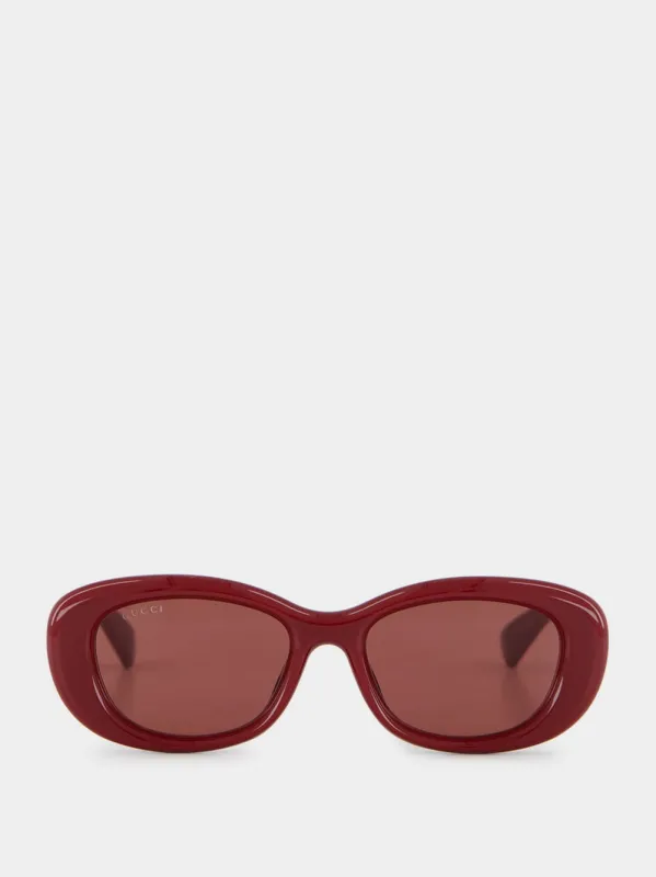 Rosso Ancora Red Low Nose Bridge Fit Oval Sunglasses made by Gucci