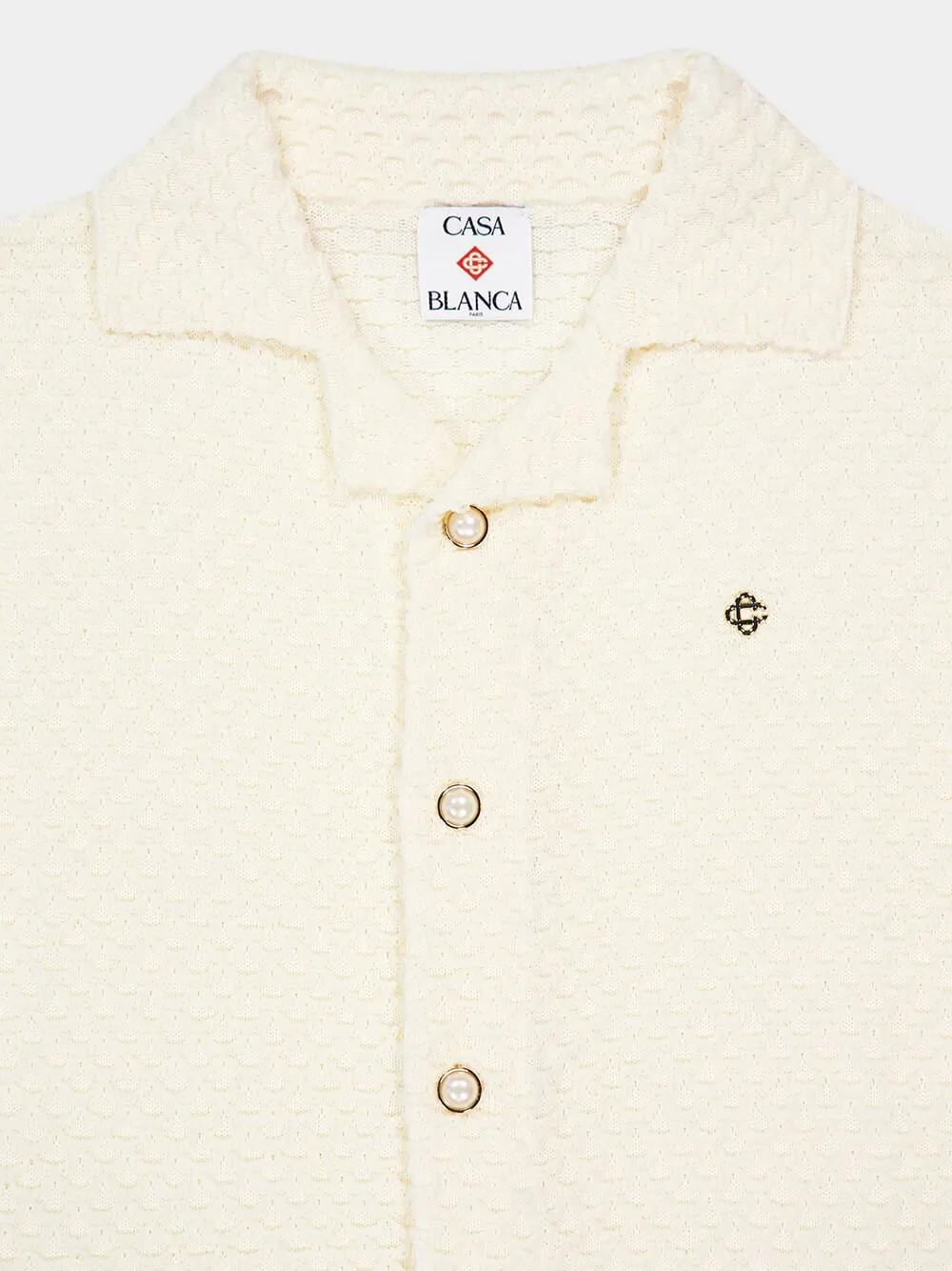 White Textured Knitted Shirt sold by Fashion Clinic product image thumbnail 5