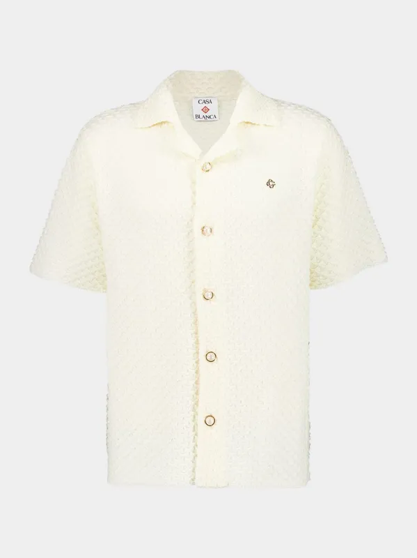 White Textured Knitted Shirt sold by Fashion Clinic
