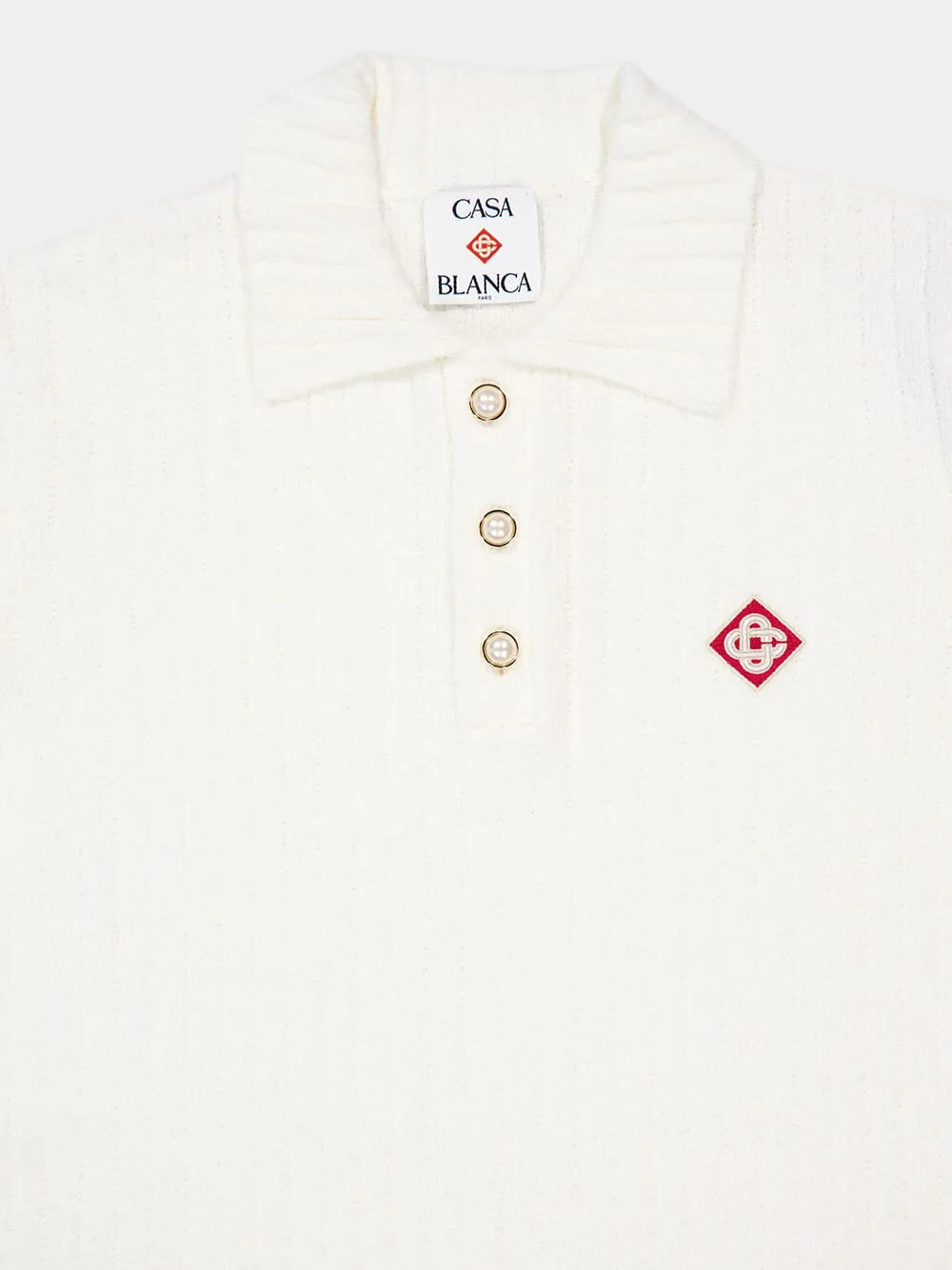 White Boucle Polo Shirt sold by Fashion Clinic product image thumbnail 3
