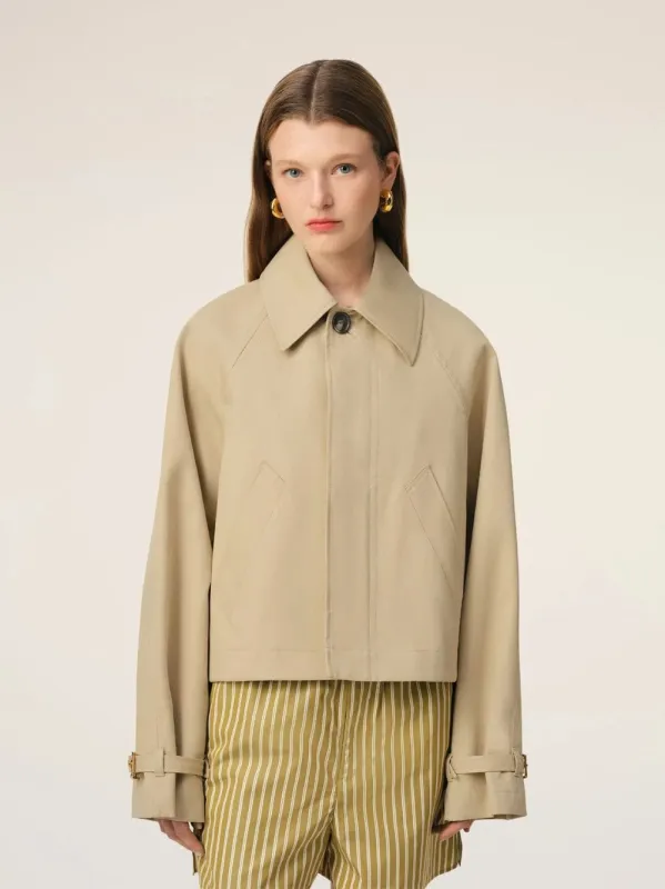 Beige Buttoned Cotton Double-Sided Jacket sold by Fashion Clinic