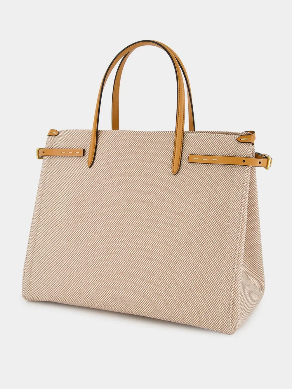 Natural and Tobacco Canvas Shopping Bag sold by Fashion Clinic product image thumbnail 4