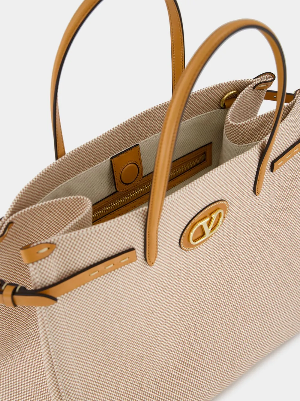 Natural and Tobacco Canvas Shopping Bag sold by Fashion Clinic product image thumbnail 5