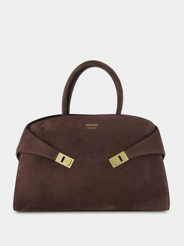 Dark Brown Medium Suede Hug Handbag sold by Fashion Clinic