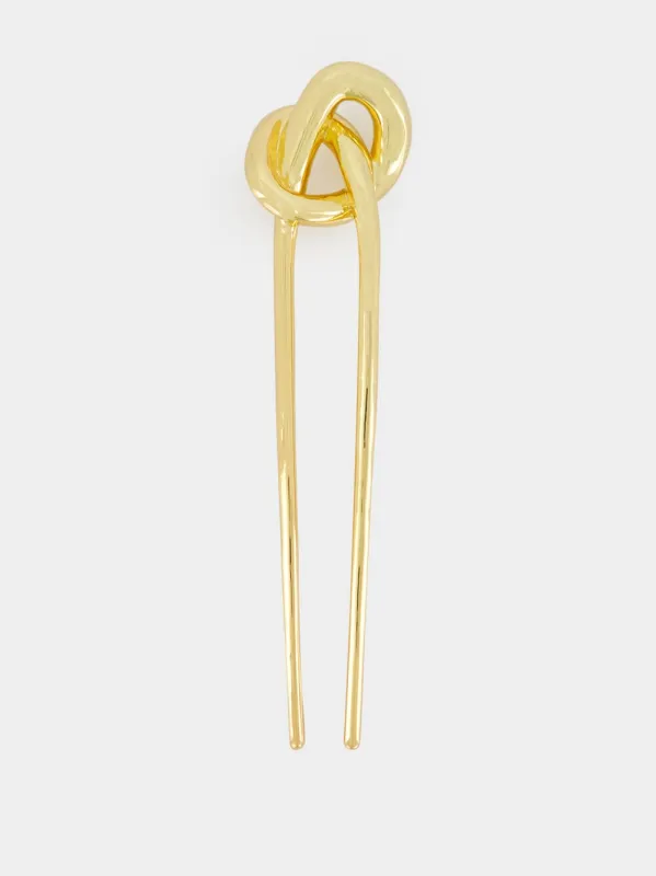 Gold Plated Glossy Knot French Pin sold by Fashion Clinic