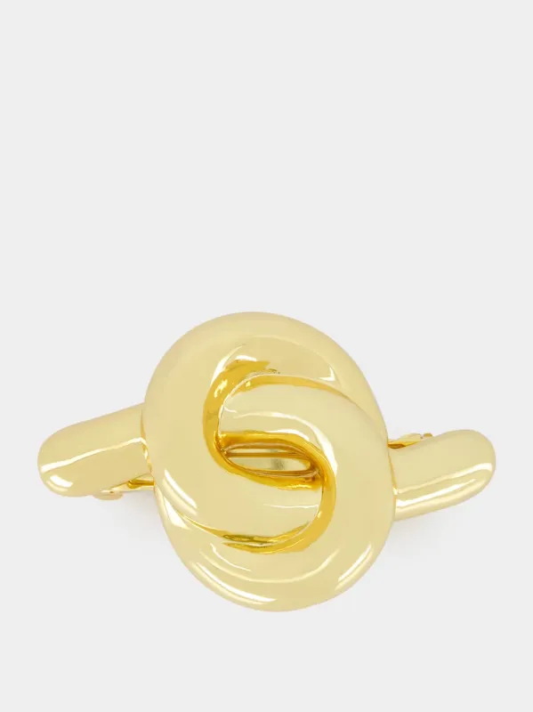 Gold Plated Glossy Knot Barrette sold by Fashion Clinic