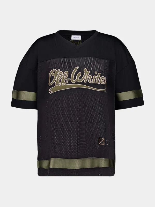 Black Mesh Football T-Shirt made by Off-White