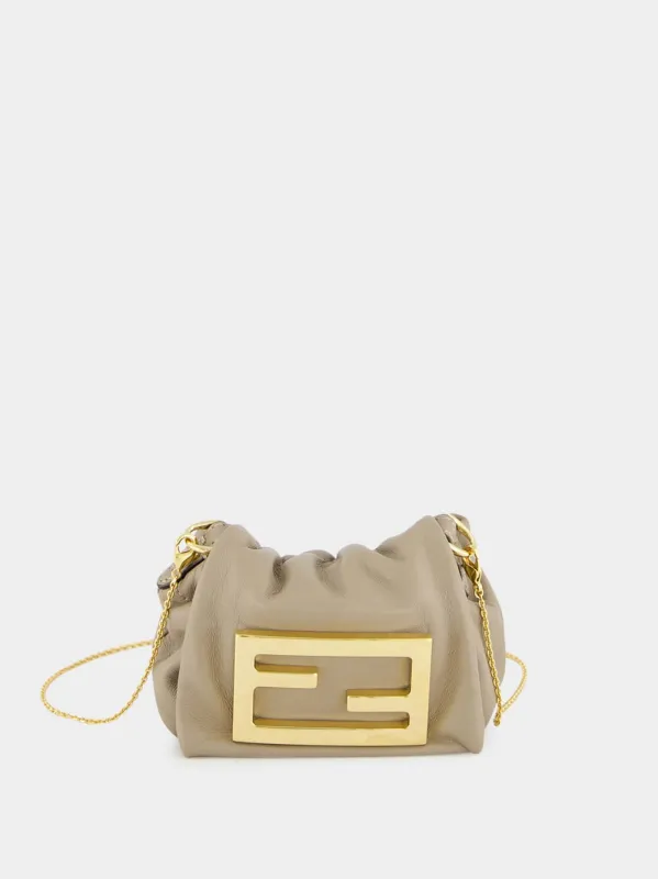 Beige Nano Mamma Baguette Leather Bag sold by Fashion Clinic