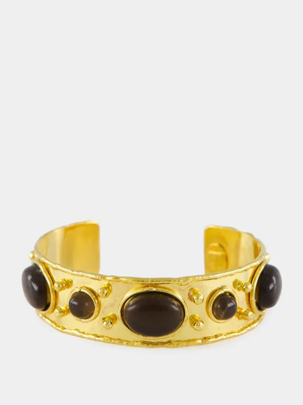 Gold Byzantin Bracelet with Smoked Quartz sold by Fashion Clinic