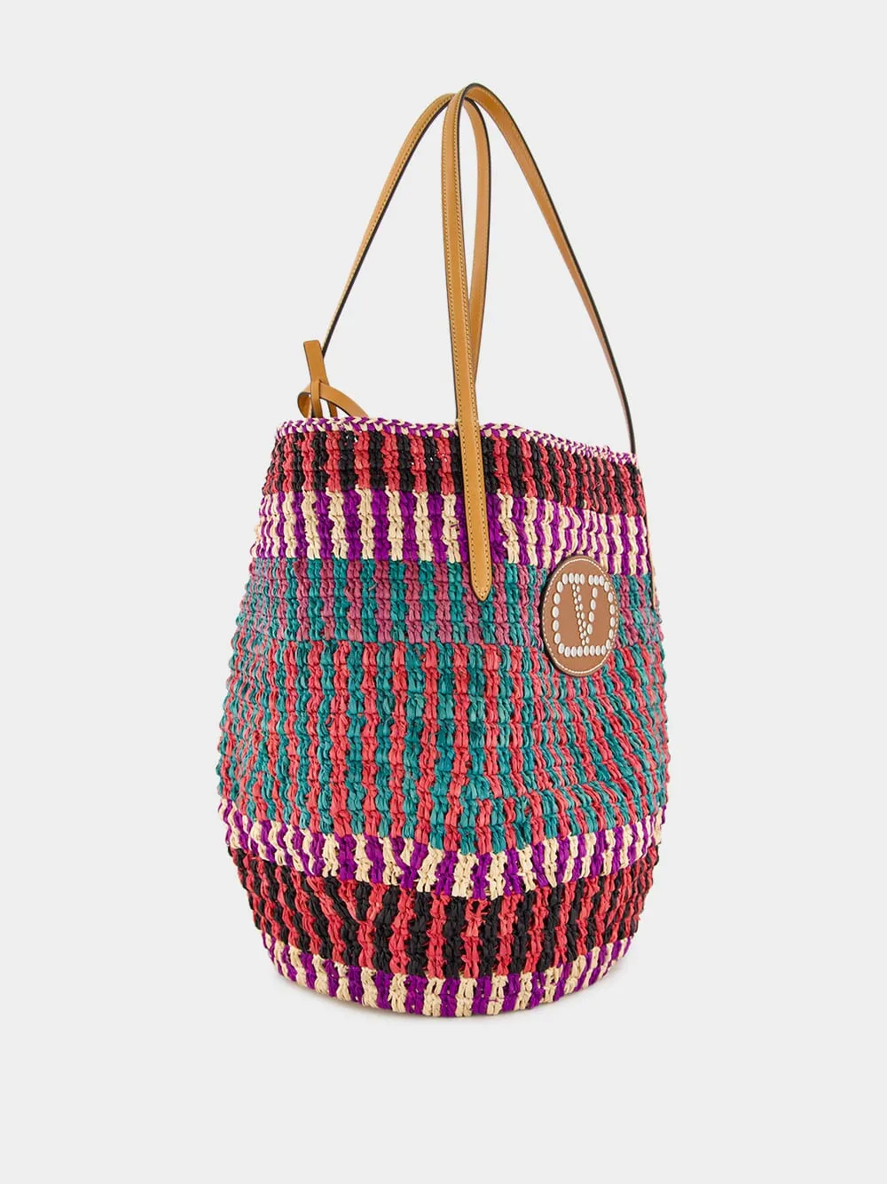 VLogo Signature Raffia Shopping Bag sold by Fashion Clinic product image thumbnail 3