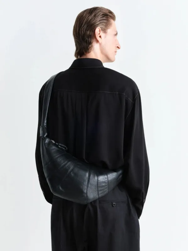 Black Medium Croissant Bag in Soft Nappa Leather sold by Fashion Clinic