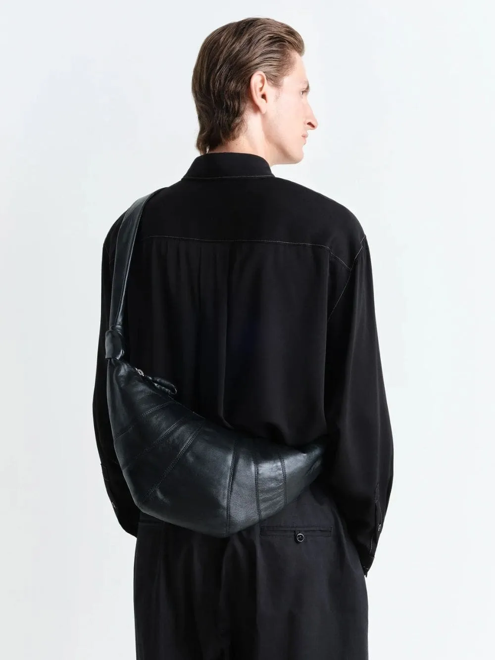 Black Medium Croissant Bag in Soft Nappa Leather sold by Fashion Clinic