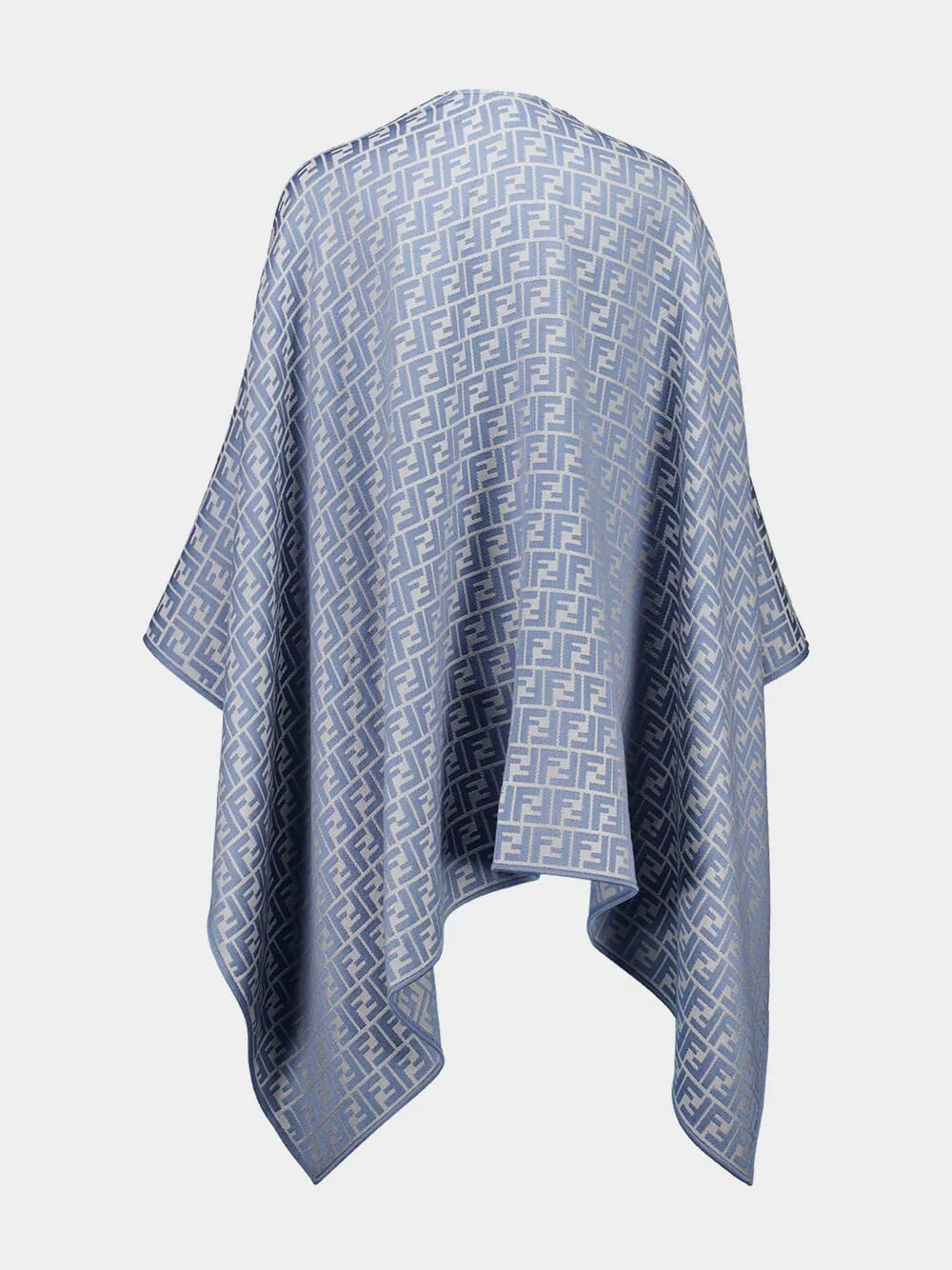 Blue Wool and Silk FF Jacquard Poncho sold by Fashion Clinic product image thumbnail 2