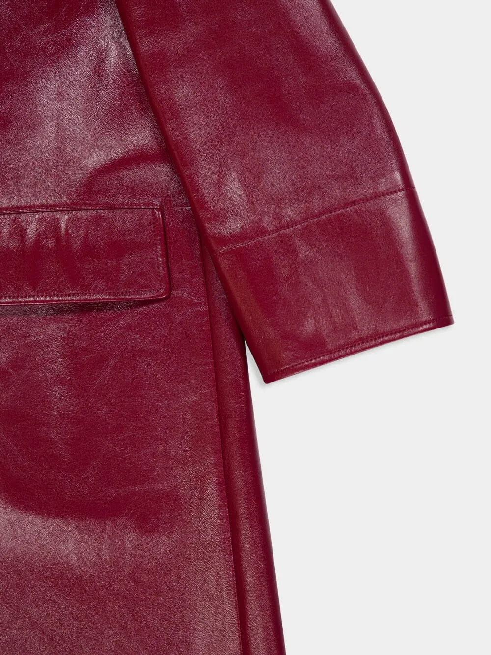 Rosso Ancora Red Shiny Leather Double-Breasted Coat sold by Fashion Clinic product image thumbnail 4