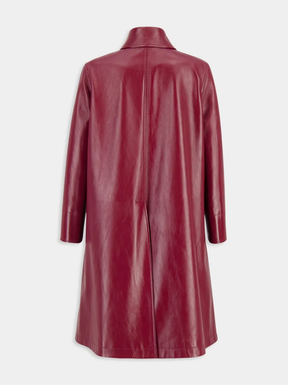 Rosso Ancora Red Shiny Leather Double-Breasted Coat sold by Fashion Clinic product image thumbnail 2