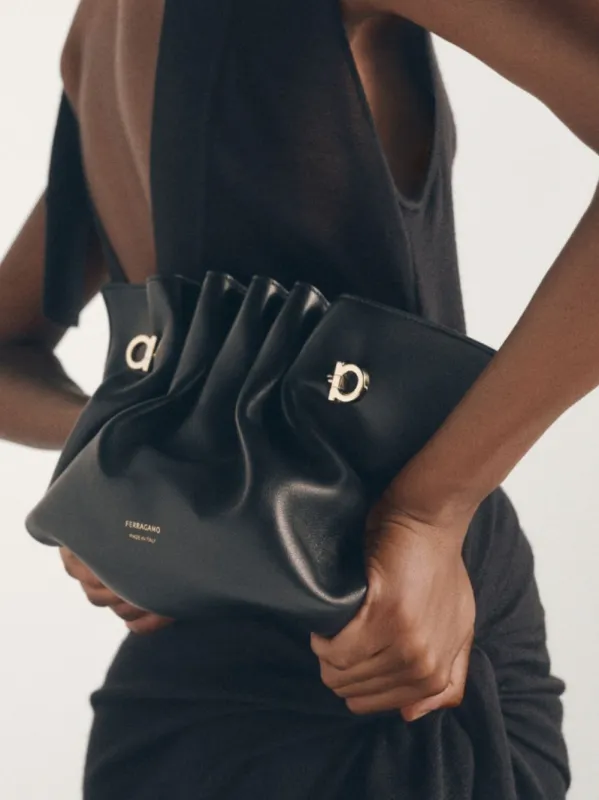 Small Black Soft Nappa Bag made by Fashion Clinic