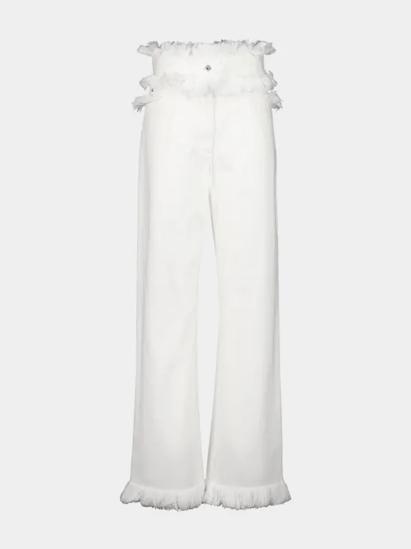 White Fringe Detail Jeans made by Salvatore Ferragamo