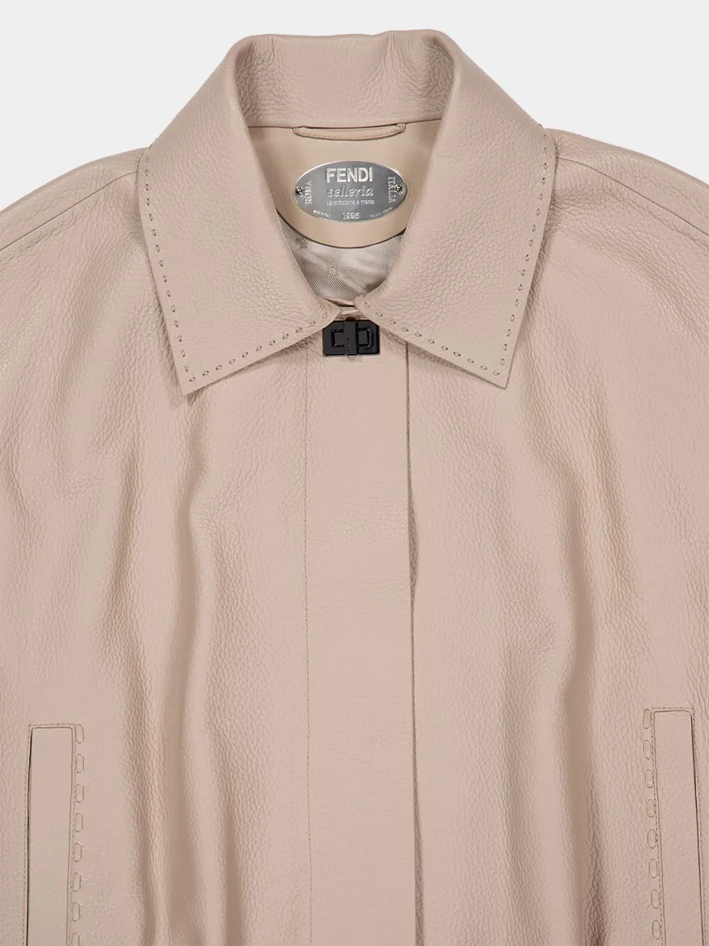 Dove Grey Leather Bomber Jacket sold by Fashion Clinic product image thumbnail 3