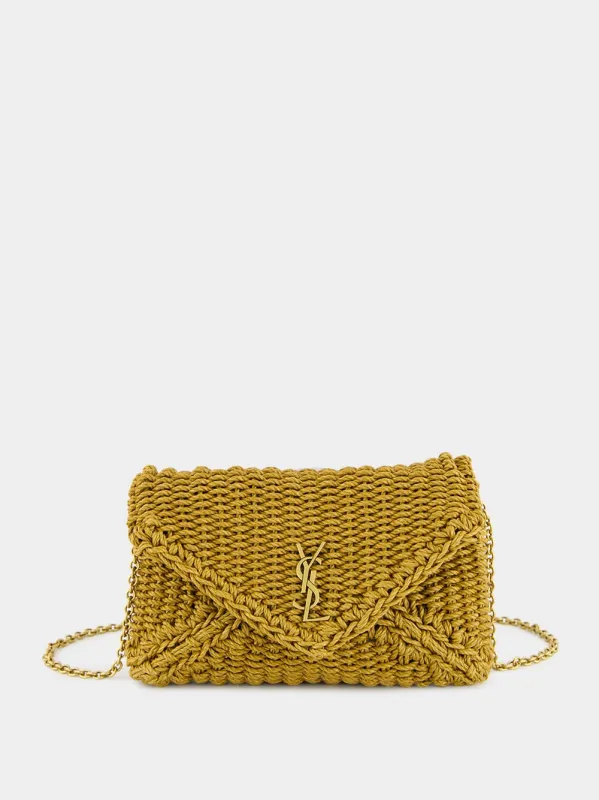 Brown Raffia Mini Shoulder Bag made by Yves Saint Laurent