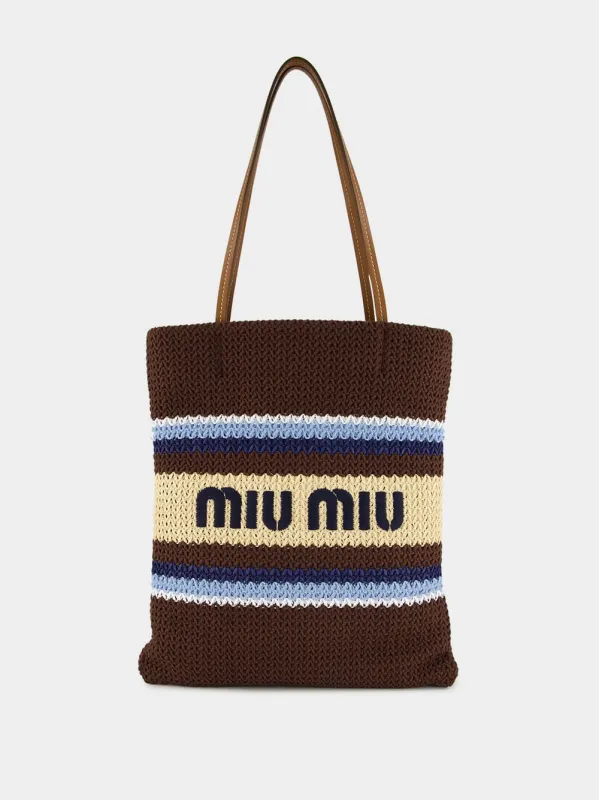 Raffia-Effect Woven Tote Bag made by Miu Miu