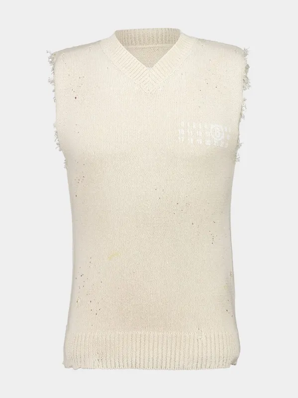 Cream Numbers-Print Vest made by Maison Margiela