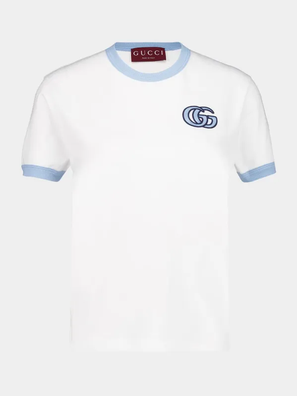 White Cotton Jersey T-Shirt with Embroidery sold by Fashion Clinic