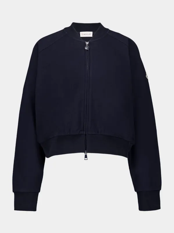 Navy Cotton Zip-Up Jacket sold by Fashion Clinic