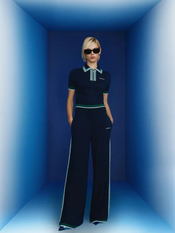 Navy Knit Tennis Polo Shirt sold by Fashion Clinic